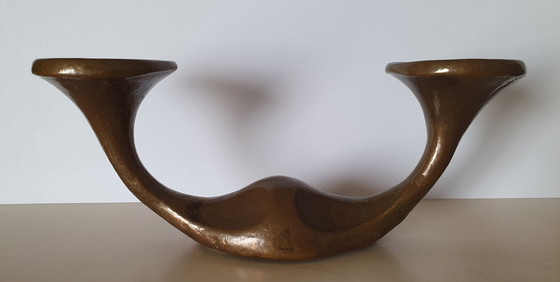 Image 1 of Vintage Bronzen Harjes Kandelaar Brutalist