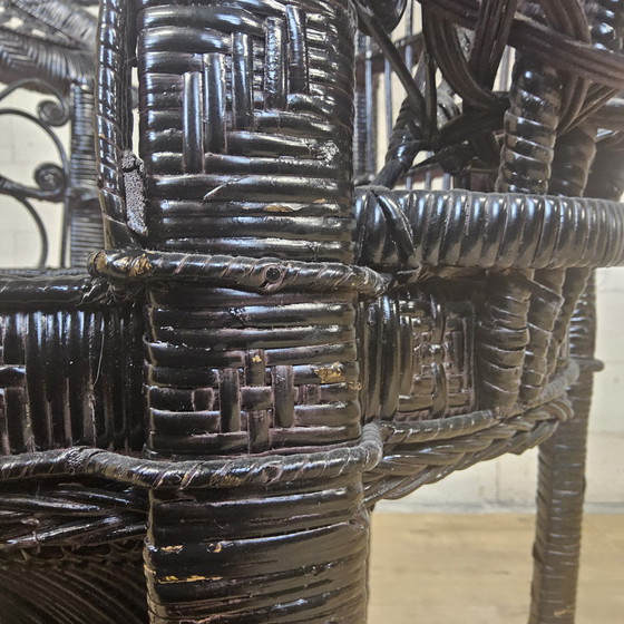 Image 1 of Chaise Paon Vintage en Rotin Emmanuelle / Chaise Paon (H147)