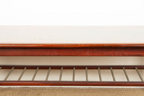 Image 1 of Grande tavolino in palissandro e tubi metallici, due livelli, Danimarca, anni '60.