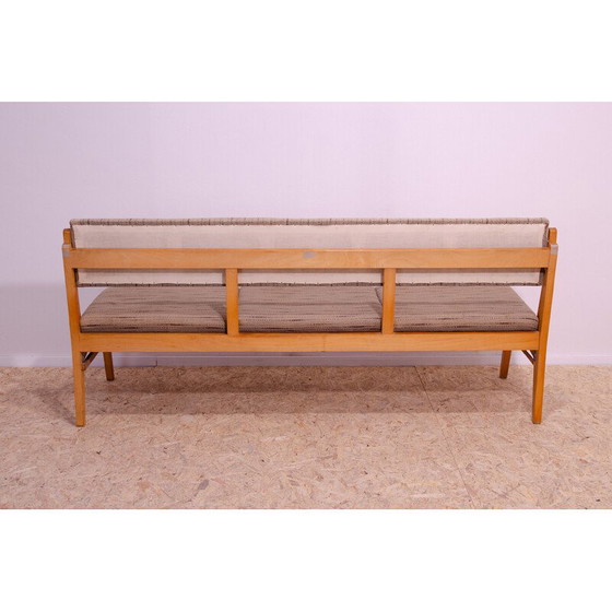 Image 1 of Banc pliant vintage en bois de hêtre et tissu, Tchécoslovaquie 1960