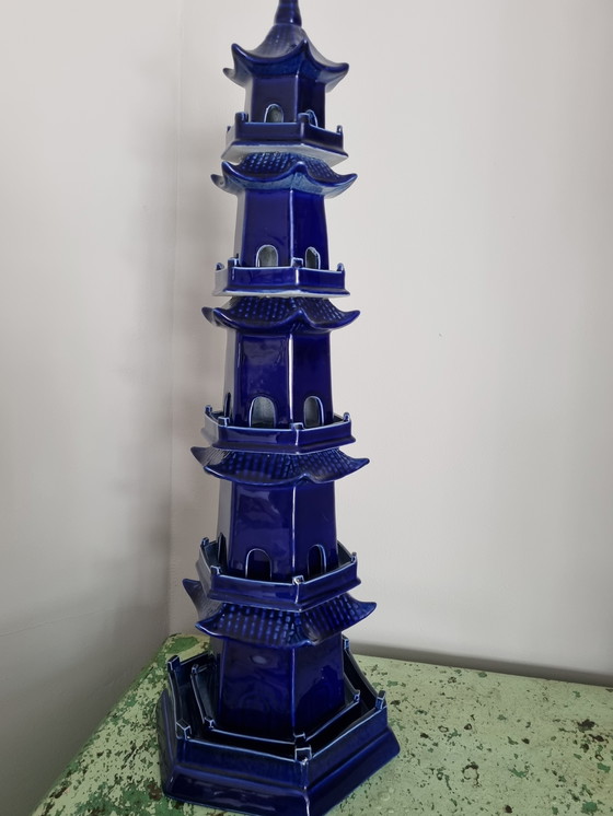 Image 1 of Prachtige Koningsblauwe Vaas Van PolsPotten: De Pagode