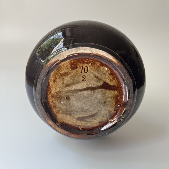 Image 1 of Pair of large vintage glazed ceramic vases, modernist design, 1960s