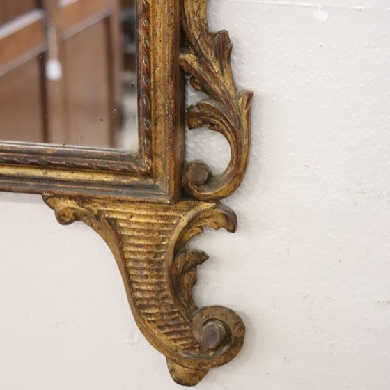 Image 1 of Vergoldeter kleiner Wandspiegel aus Holz, Italien, frühes 20. Jahrhundert