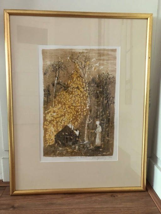 Lithograph by Pierre-Eugène Clairin, Entitled "Promenade en Novembre."