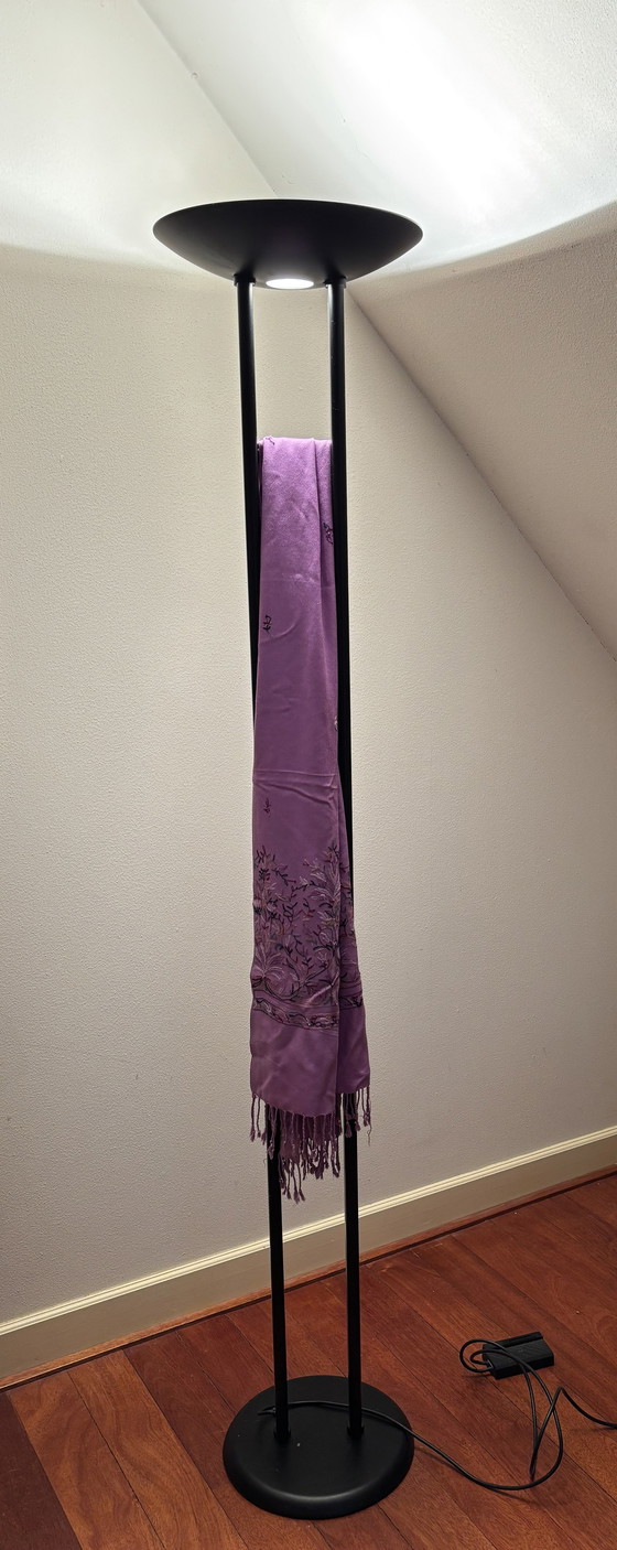 Image 1 of Lampadario di design postmoderno italiano – Acciaio nero minimalista – Circa 1990 – Relco