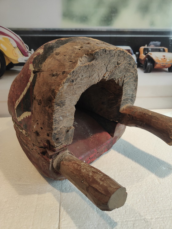 Image 1 of Masque de procession en laque rouge de Shishi Lion Chien Meiji, vers 1880