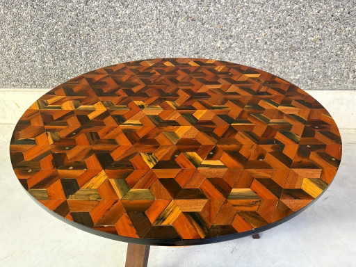 French Art Deco Marquetry Center Table, 1930s – salontafels, Glass, Wood (photo 2 of 10)