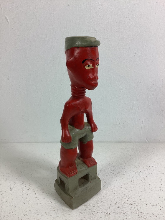 Image 1 of Statua africana in legno colorato arte naif Baule Costa d'Avorio
