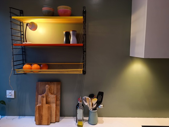 Image 1 of Tomado wall rack, sixties vintage, with basket