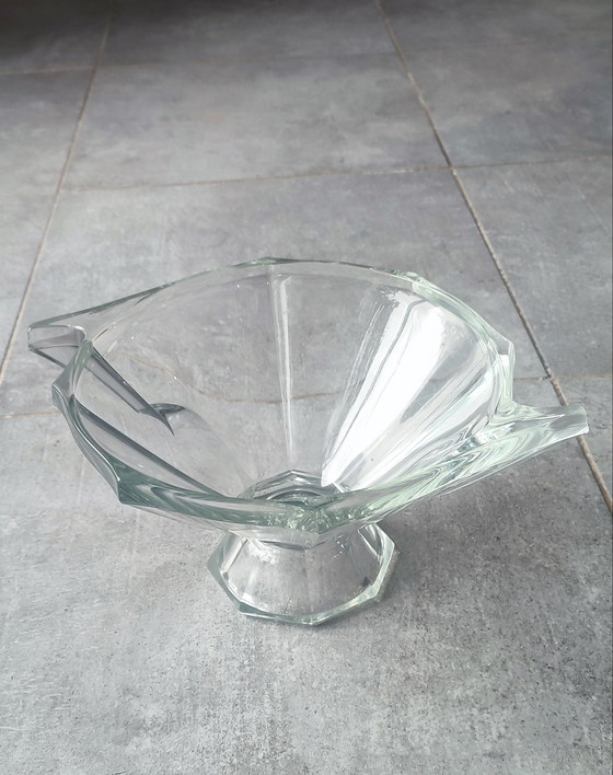 Image 1 of Coupe en verre épais gravée Slovakia Style Art Déco