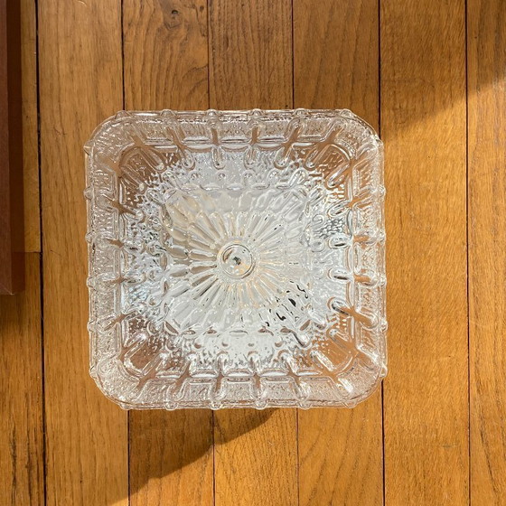 Image 1 of Applique da parete in vetro vintage, plafoniera quadrata, 20 cm