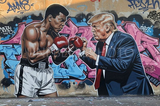 Image 1 of Gedrukte en ingelijste foto / decoratieve lijst / Beperkte oplage / Gesigneerd / Donald vs. Ali