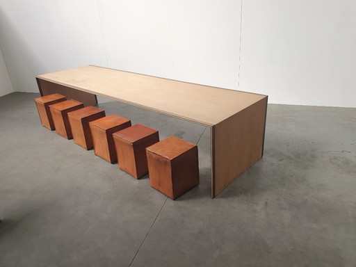 Oak Brass Vintage Design XL table custom made