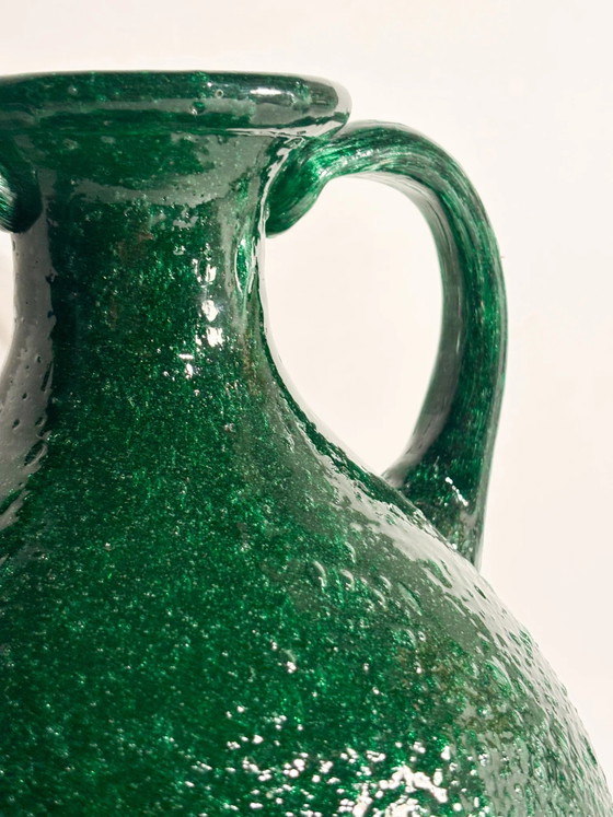 Green Murano Glass Vase with Pulegoso Technique, 1970s (photo 6 of 12)