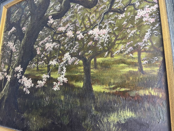 Bern. Dons – Oil on Panel – Flowering Orchard – Paintings & Drawings, Wood (photo 3 of 5)