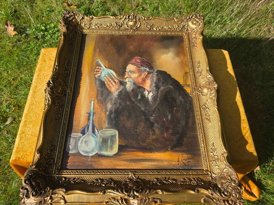 Dipinto a olio vintage di alchimista di metà secolo – Dipinti e disegni, Tela (photo 5 of 16)
