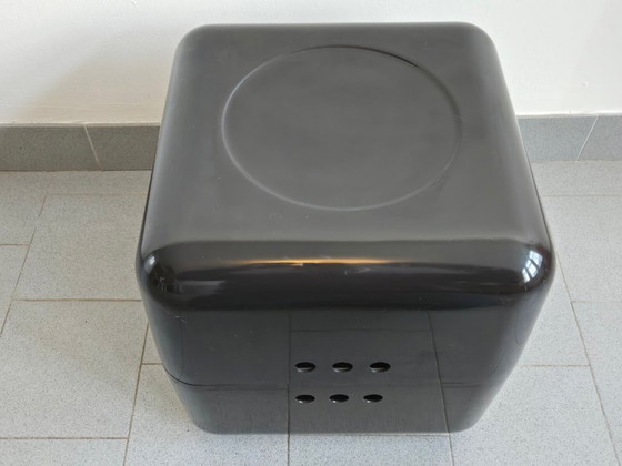 Image 1 of CUBE BAR VINTAGE 1970 DE JEAN GARCON POUR FORMAG 70S SPACE AGE PLASTIQUE NOIR