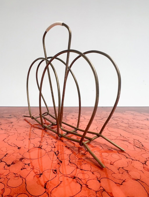 Vintage brass magazine rack, 1960's