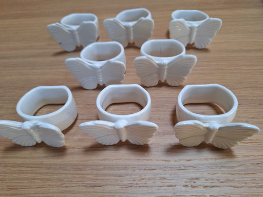 8 ronds de serviette en porcelaine vintage