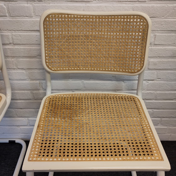 Set von zwei Cesca Webbing Stühlen – Esszimmerstühle, Metal, Rattan (photo 7 of 11)