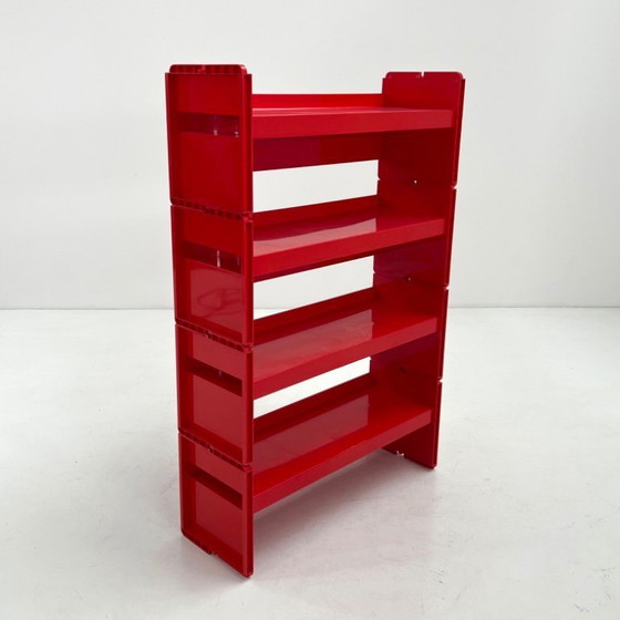 Image 1 of Rode modulaire Jeep-boekenkast van De Pas, D'Urbino en Lomazzi voor BBB, jaren 70.