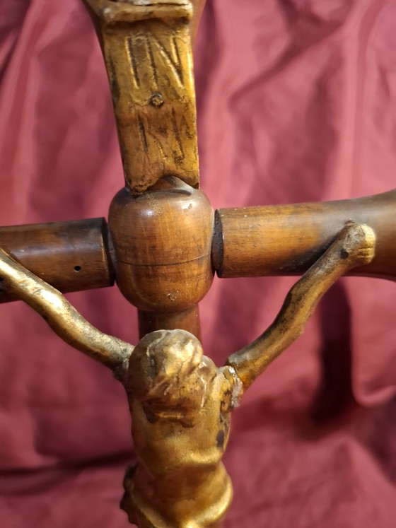 Antique 19th Century French Standing Altar Crucifix – Napoleon III Walnut Home Oratory Cross (31cm) (photo 3 of 11)