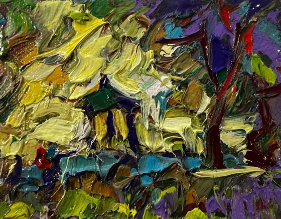 Original Oil Painting Colorful Trees Landscape City Summer Park – Paintings & Drawings, Canvas (photo 4 of 8)