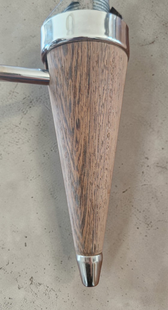 Image 1 of Applique doppia in stile scandinavo - Vetro scolpito e legno di teak - Anni '60