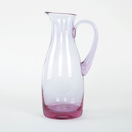 Image 1 of Carafe en verre rose, design italien, années 1970, fabriquée en Italie