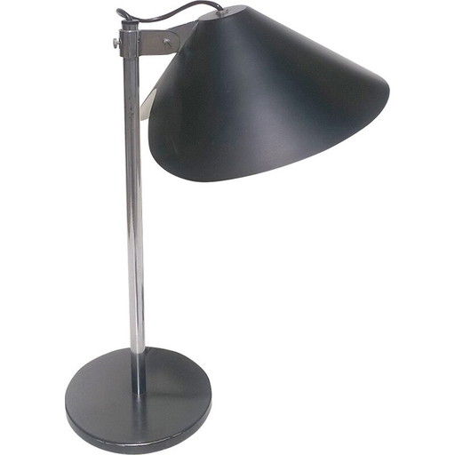 Lámpara vintage de metal lacado en negro, Italia, 1970
