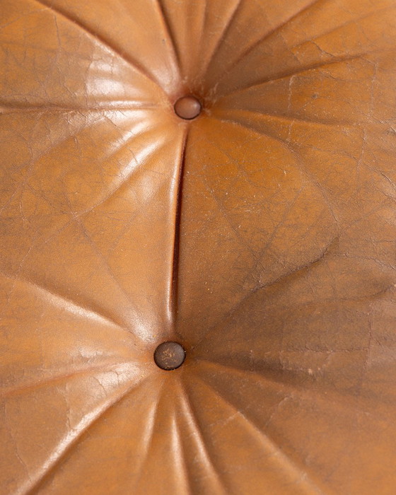Image 1 of Vintage 70s Leather Pouf Footrest Mod. "Sapporo" Design Mobil Girgi