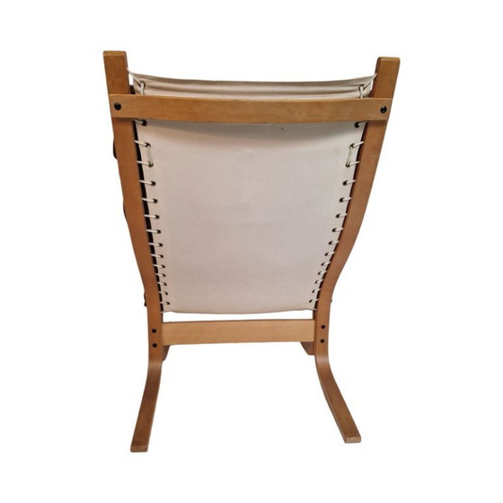 Image 1 of Ingmar Reling per Westnofa - Sedia Siesta - Sedia a fionda in bengala - Pelle marrone