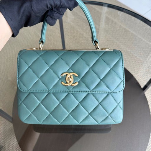 Chanel Trendy CC Small - Gewatteerd lamsleer, groen, goudkleurige hardware, serie 26