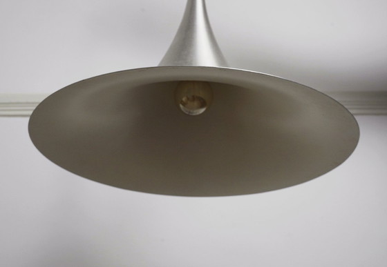 Trumpet Ceiling Lamp Mid Century Modern Tulip Witch Hat Large Vintage Pendant Light Brushed Aluminium Metal (photo 12 of 22)
