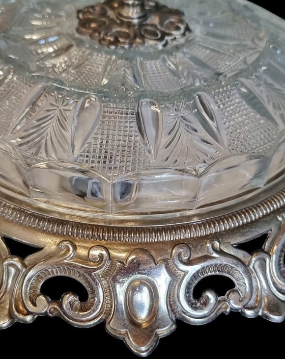 Image 1 of 2248 ceiling lamp pressed glass openwork copper frame