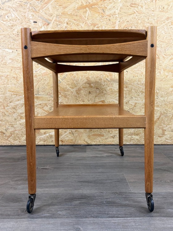 1960s/70s Oak Serving Trolley with Tray by Poul Hundevad, Denmark – Bar carts, Wood (photo 8 of 17)