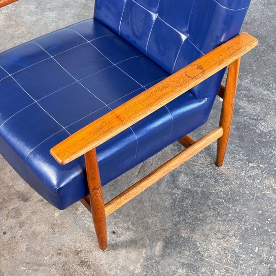 Image 1 of Een paar Hongaarse blauwe kunstlederen fauteuils, 1960