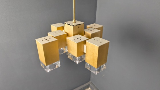 Image 1 of Lustre cubique vintage de Gaetano Sciolari, années 1970