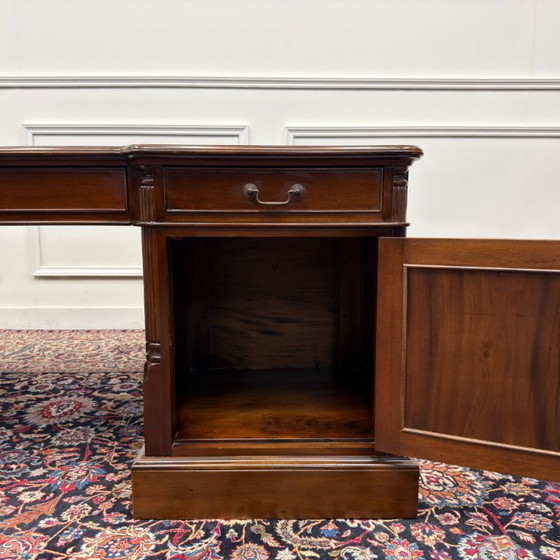 Scrivania da partner inglese classica molto grande – Scrivanie, Leather, Wood (photo 15 of 20)