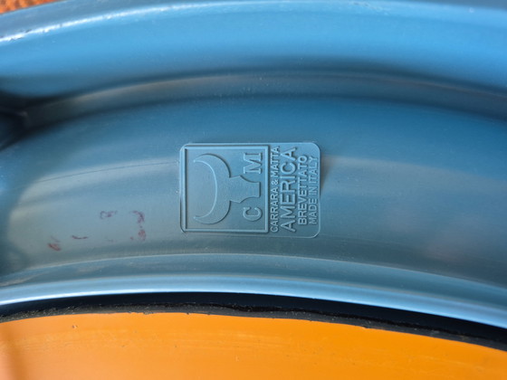 Image 1 of Carrara & Matta Mirror: Vintage XL Round Mirror Blue