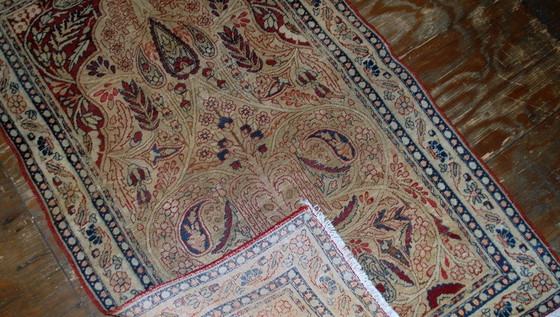 Image 1 of Tappeto persiano antico Kerman Lavar, fatto a mano, per la preghiera, 90 cm x 146 cm, anni 1880 - 1B524