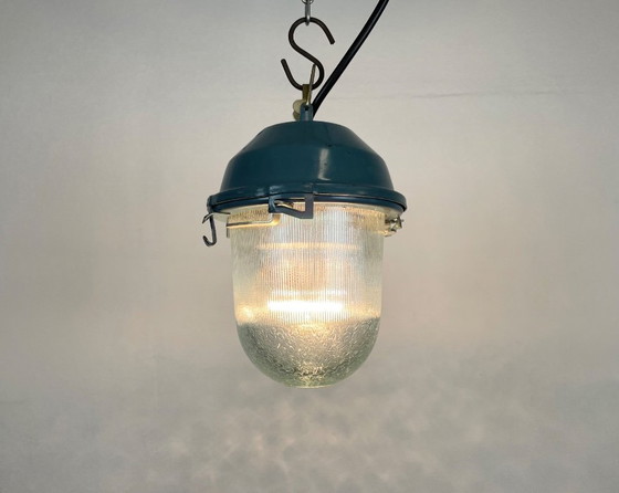 Image 1 of Blauwe industriële Sovjetbunker hanglamp, jaren 70
