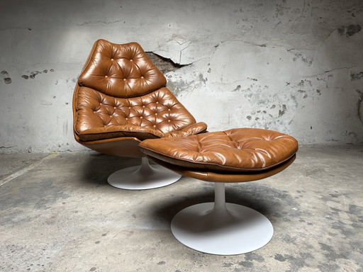 Fauteuil lounge Artifort F588 original avec repose-pieds