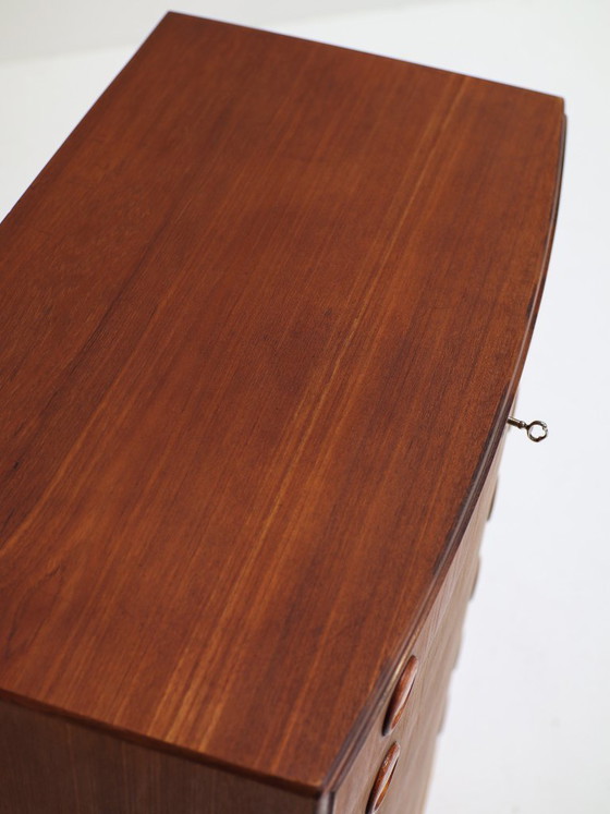 Image 1 of Tall spherical teak chest of drawers Danish vintage 1960s