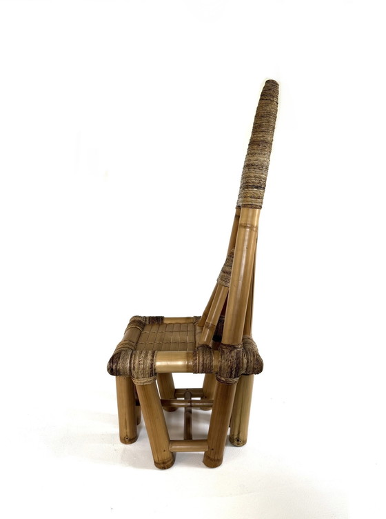 Image 1 of Skulpturaler Vintage-Stuhl aus Bambus und Schilfrohr, 50er Jahre