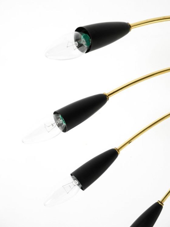 Image 1 of Bellissima ed enorme lampada da soffitto Sputnik in ottone, stile moderno di metà secolo, con 18 bracci | Ø 113 cm