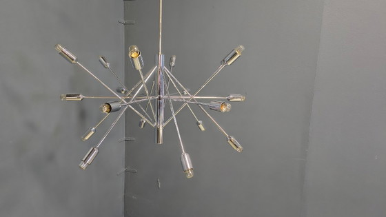 Image 1 of Vintage chrome sputnik style chandelier, 1970s
