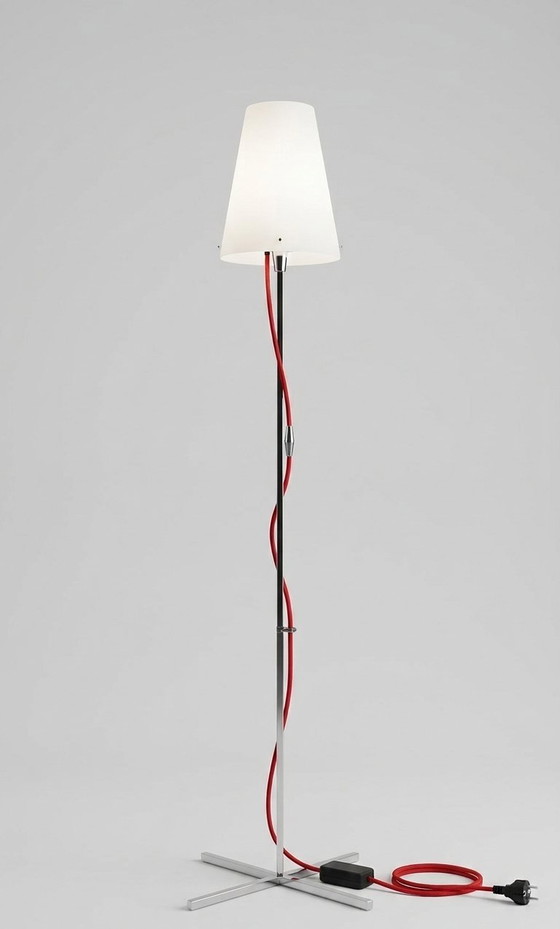 Image 1 of  Vintage chromen vloerlamp: Hannes Wettstein - NEMO Thuban Terra