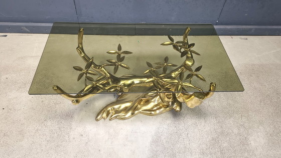 Image 1 of Tavolino da caffè in ottone a forma di bonsai, realizzato da Willy Daro negli anni '70.