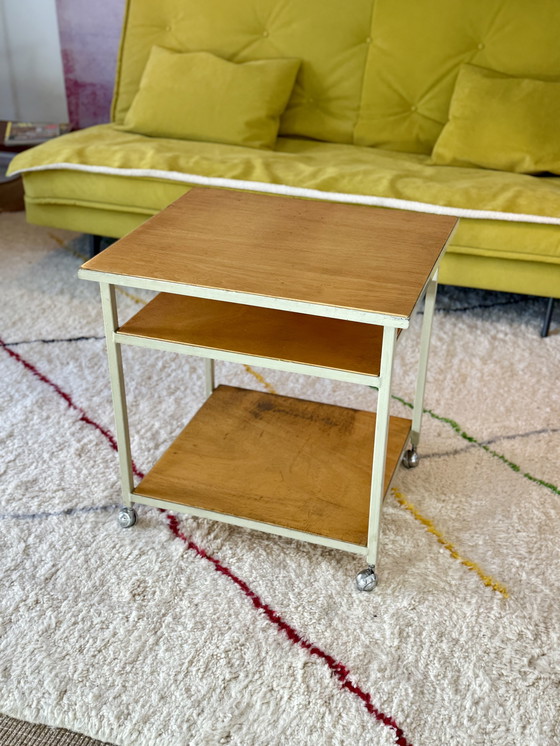 Image 1 of 1970s industrial side table Vintage serving trolley Space Age Coffee table 